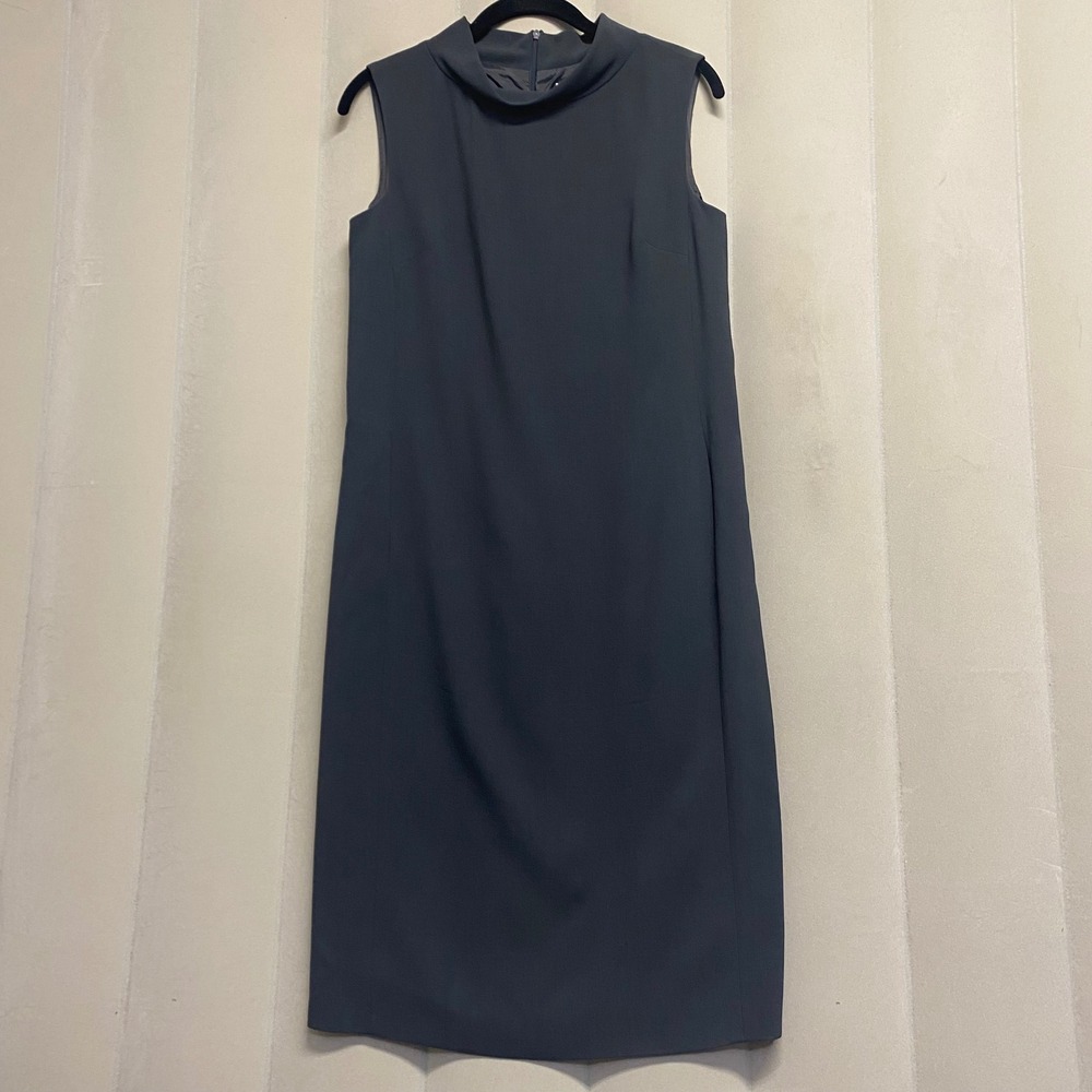 Max Mara Women's Dress Size 8 Shift Midi Wool Blend Luxury Designer Minimalist